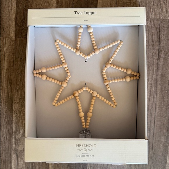 Studio McGee Wood Bead Christmas Tree Topper Star - Picture 1 of 5